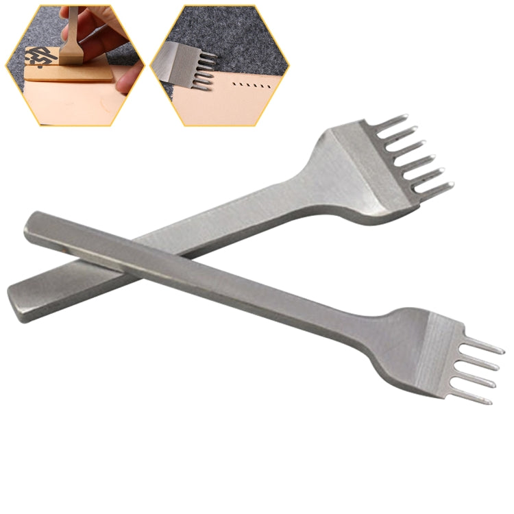 Pair of metal leather stitch punches with comb-style teeth
