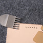 Comb-tooth leather punching tool creating stitch holes in leather