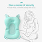 Baby bath mat with pocket-style center insert and adjustable straps, light teal