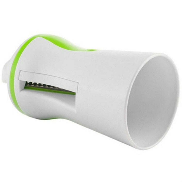 White and green spiral grater tube attachment with serrated cutting insert.