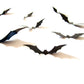 Black bat wall stickers, close-up of several flying bat decals