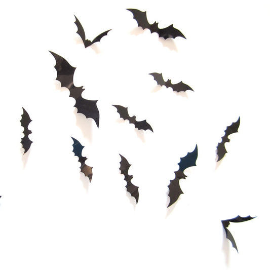 Black bat wall stickers, cluster of bat decals on a white background