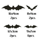 Bat wall sticker sizes chart: 16x3cm, 12x3cm, 9x2cm, 8x4cm (pcs shown)