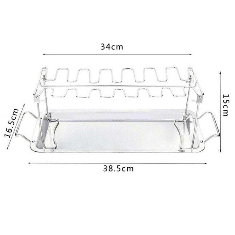 Stainless steel chicken wing barbecue rack dimensions, with hanging leg holders