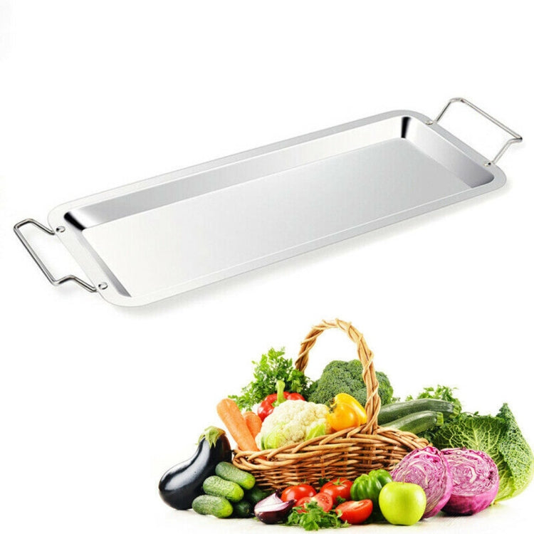 Stainless steel drip pan insert with side handles for barbecue rack