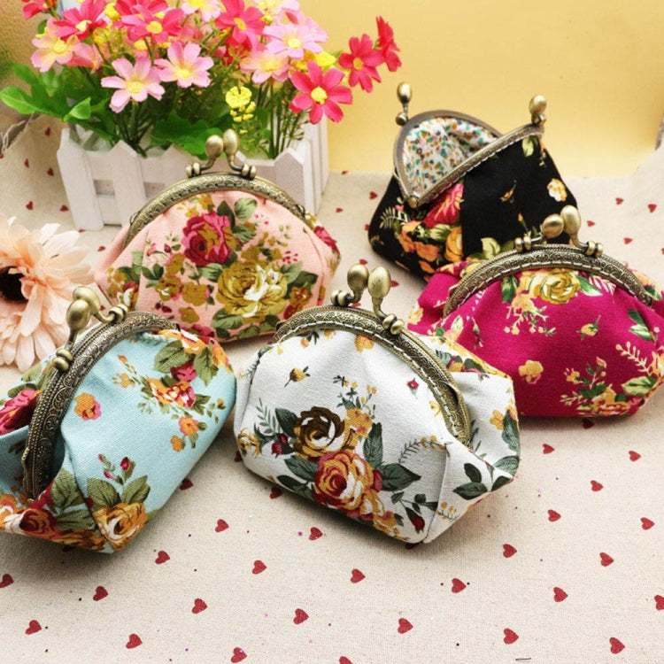 Floral kiss-lock clutch set of three small purses with gold-tone frames