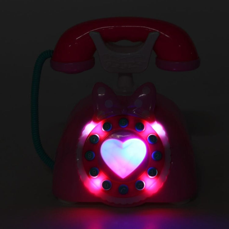 Glowing heart light musical pink retro telephone toy with teal numbered button ring
