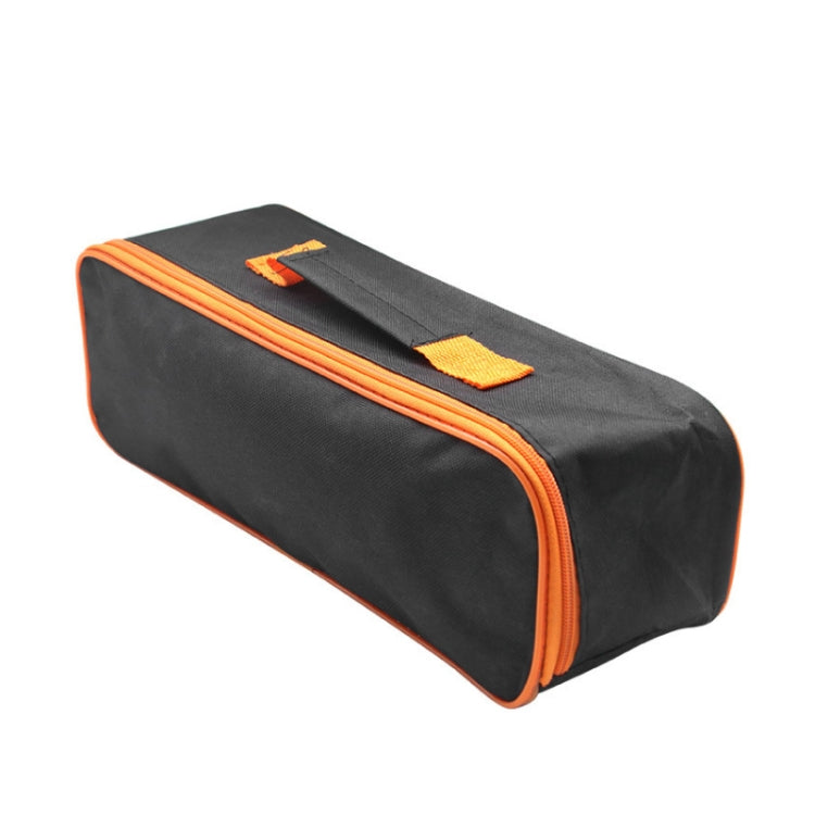 Car emergency tool storage bag, rectangular black case with orange-trim zipper