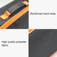Car emergency tool storage bag with reinforced hand strap and orange trim