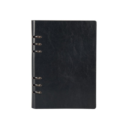Loose-leaf business notepad inner notebook, black cover with metal ring binder on spine