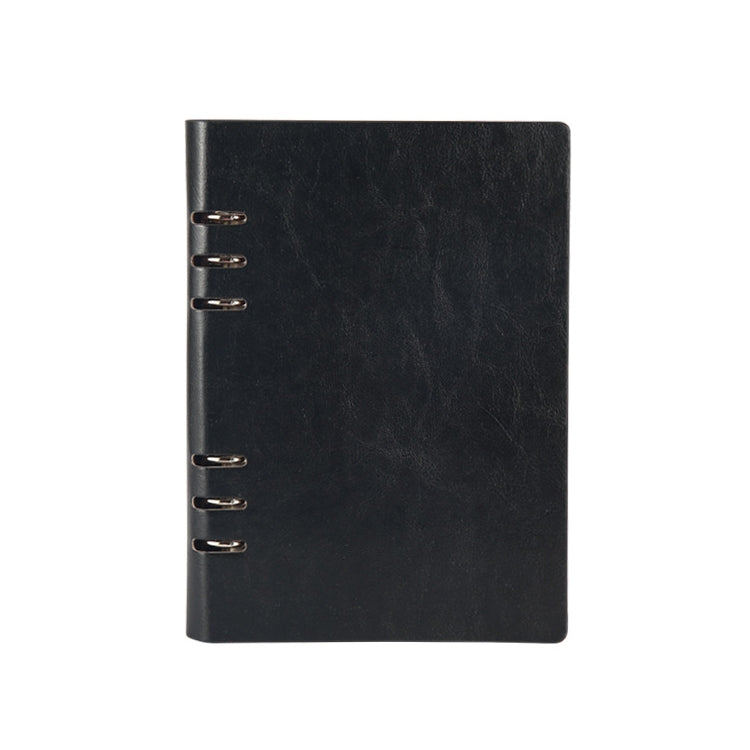 Loose-leaf business notepad inner notebook, black front cover with left-side binder rings