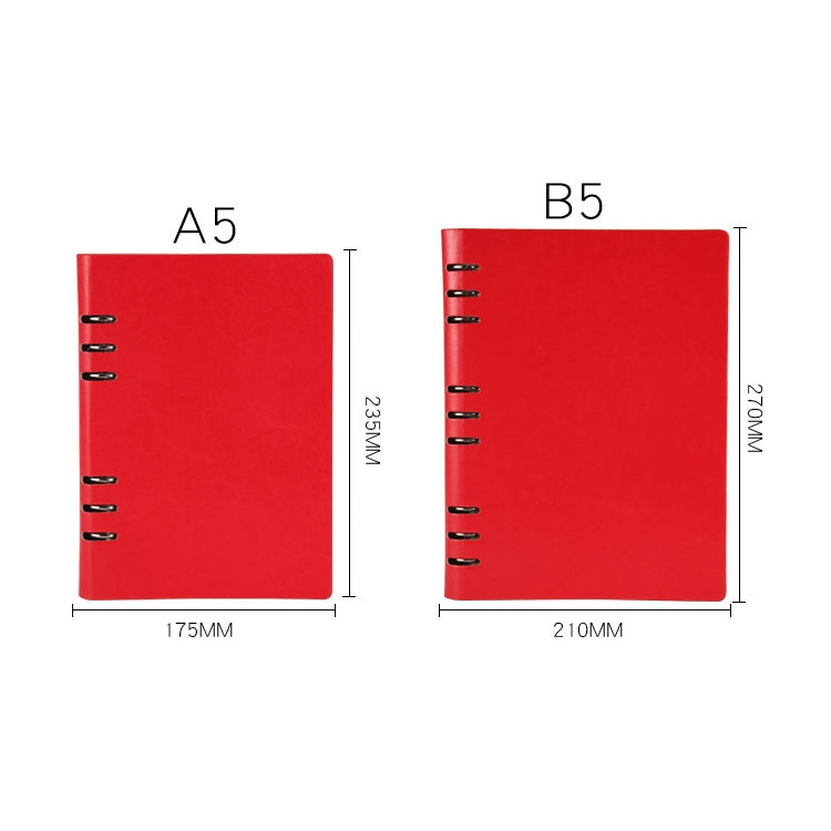 Loose-leaf notepad inner notebook size chart: A5 red and B5 red with ring spine