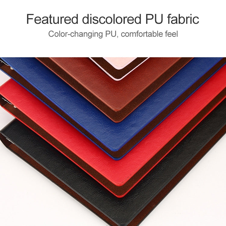 Loose-leaf notepad inner notebook covers stack in multicolor PU fabric: blue, red, orange, black