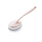 Long-handle cleaning sponge brush with round scrubbing head, light pink pad