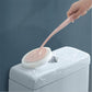 Long-handle cleaning sponge brush with round foam pad for cleaning, light pink