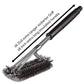 Extra-long barbecue grill brush with black insulated handle and stainless wire bristles