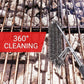 Grill cleaning brush scrubbing metal grates with long stainless wire bristles