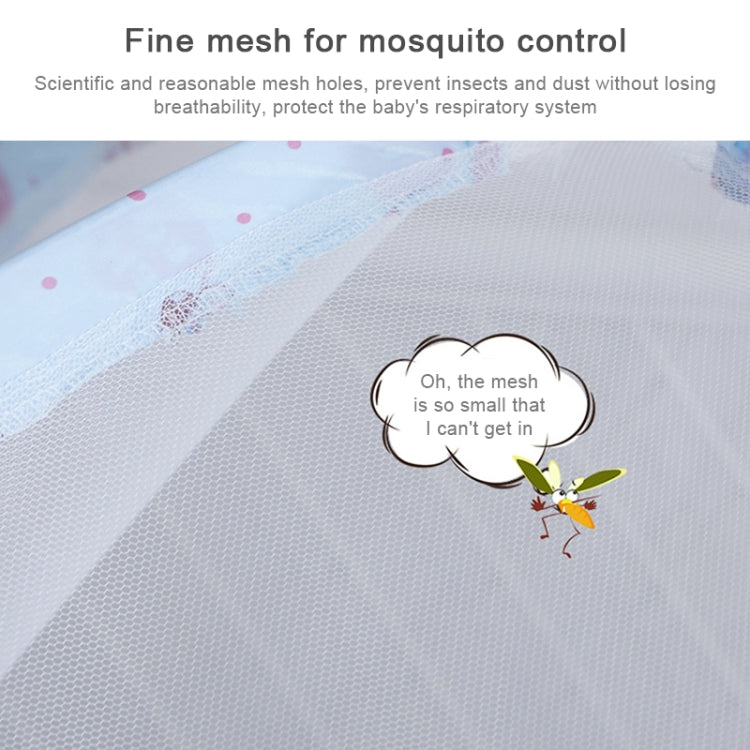 Children’s baby dome mosquito net close-up: fine mesh fabric over the canopy