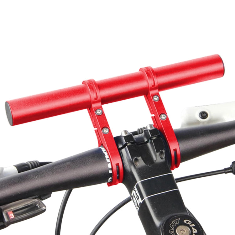 Red handlebar flashlight mount bracket with double clamp for bike bars