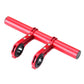 Red bike handlebar flashlight holder with two adjustable clamps and end grips