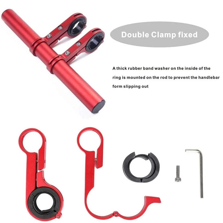 Red handlebar flashlight mount bracket set with two clamp pieces and ring insert