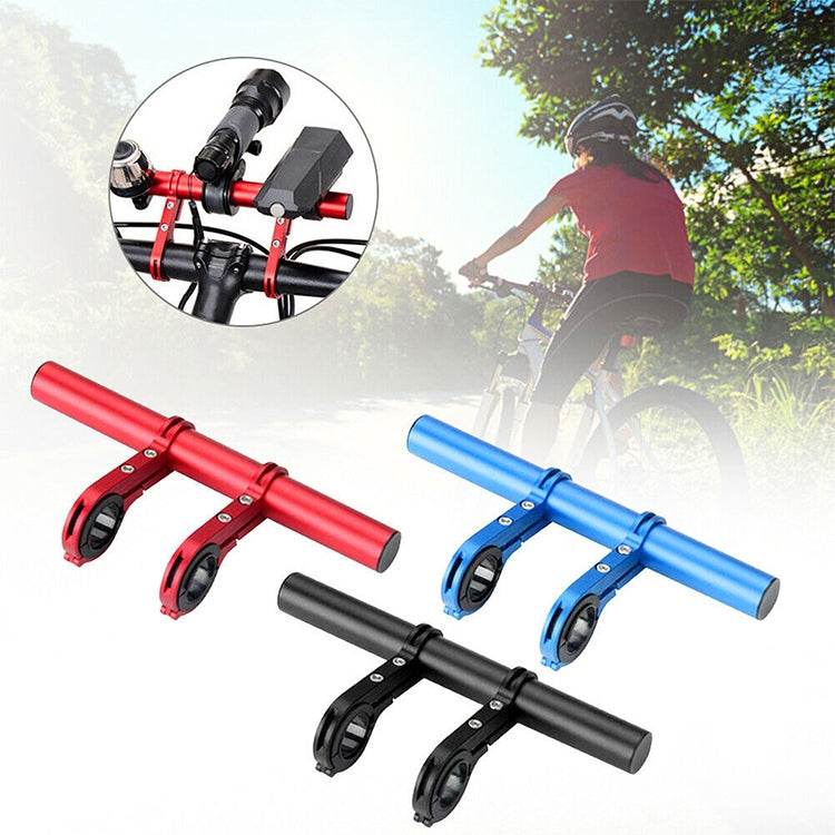 Red and blue handlebar flashlight holders with double clamps and foam end grips