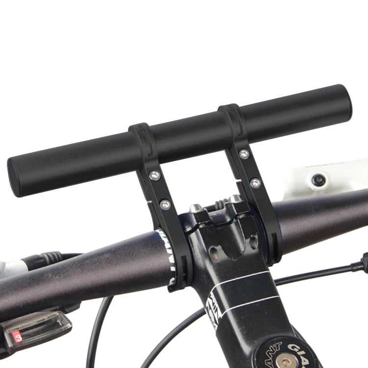 Black handlebar flashlight holder mount with double clamp and end grips
