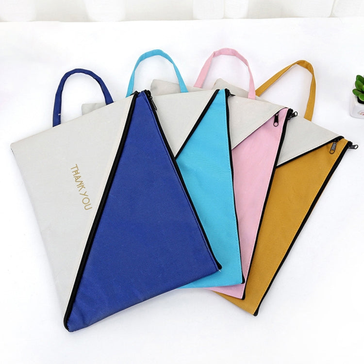 Double-layer canvas document tote organizer bag set with zip, colorful panels and white backing