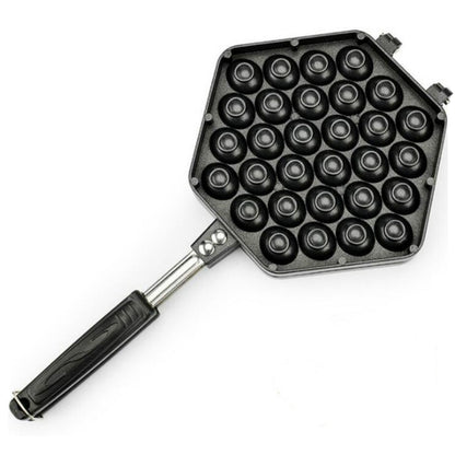 Non-stick egg puff bakeware mold tray with round cavities and folding handle
