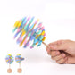 Hand-spun rainbow striped disc lollipop decompression toy with two wooden bases