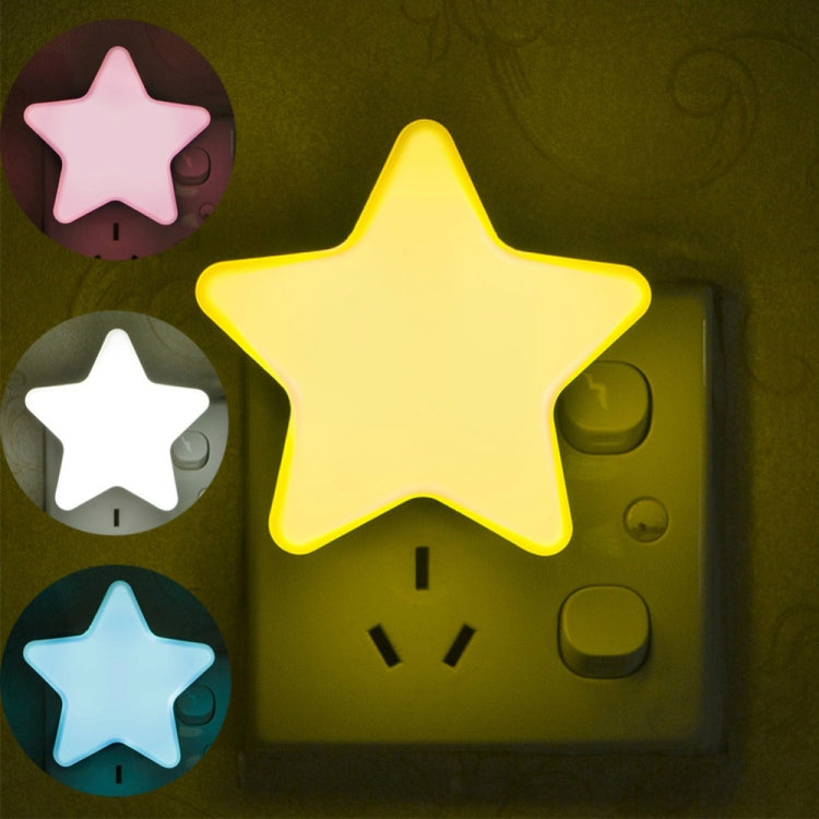 Color star LED night light set with glowing yellow star and pink, white, blue stars