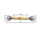 Window spline roller tool with two metal wheels, wooden handle, and size diagram