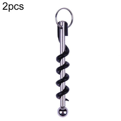 2-pack corkscrew key ring with spiral wine opener and round key loop
