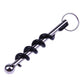 Corkscrew key ring with black spiral handle and chrome ball end