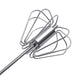 Rotary egg beater whisk head with stainless wire beaters and metal shaft