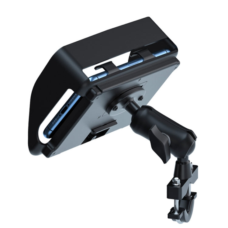 Universal car phone navigation bracket with adjustable arm and clamp mount, black
