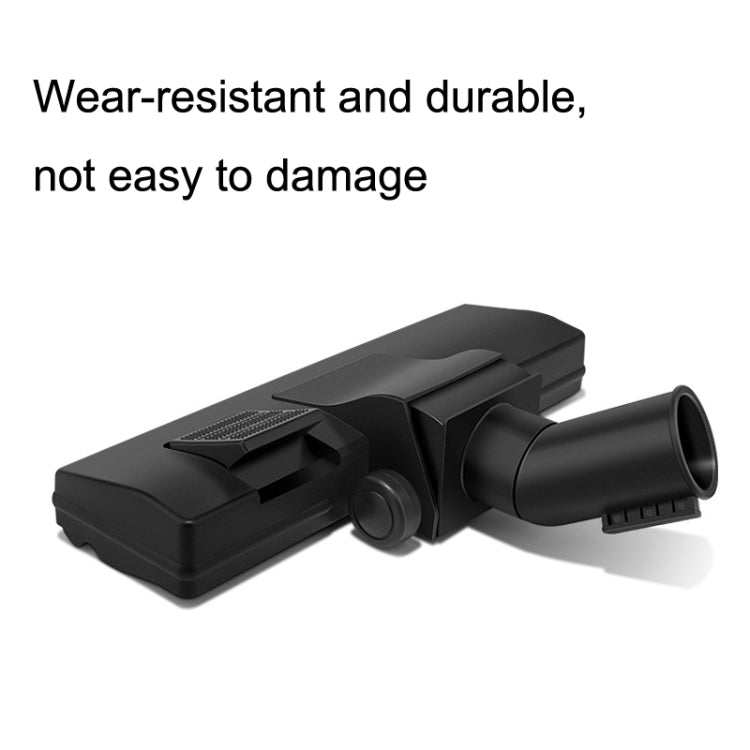 Black floor brush attachment with large cylindrical suction port and corner brush