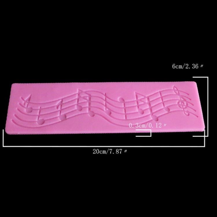 Pink silicone music-note cake fondant mold bar with embossed musical staff