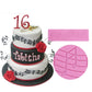 Pink silicone music-note fondant mold set; round detail with staff and notes
