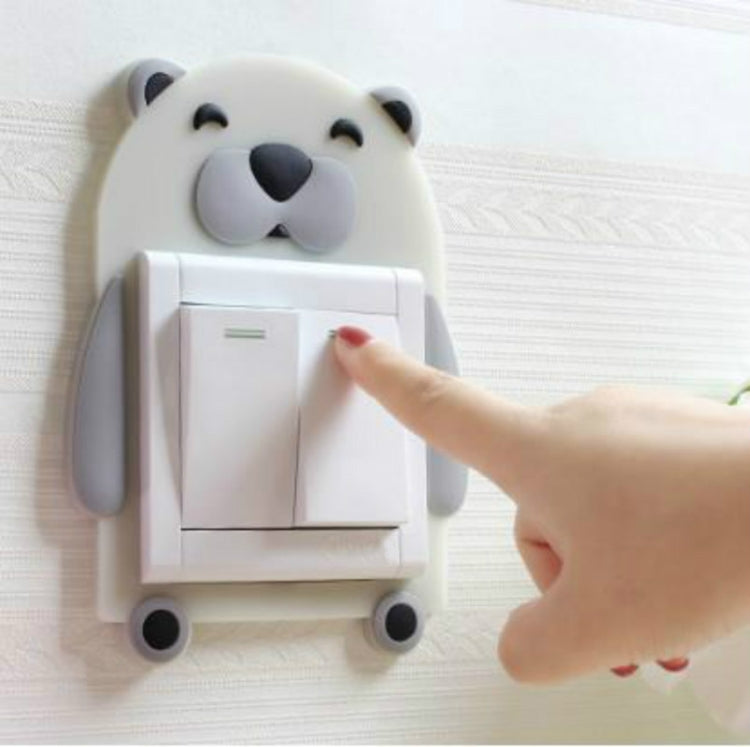 Decorative panda double light switch cover sticker with finger pointing at switch panel