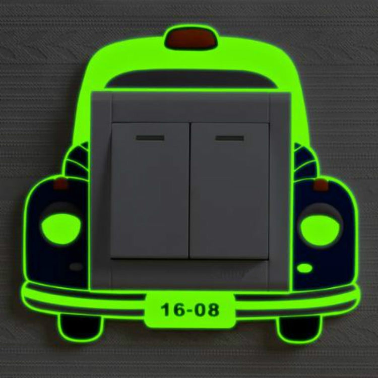 Neon outline decorative double light switch cover sticker with car theme, dark gray