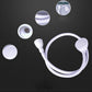 White sink shower nozzle spray head with hose and nozzle tips, set view