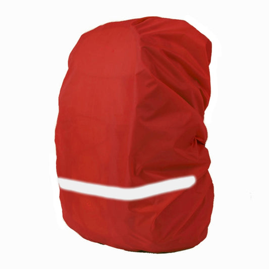 Red waterproof backpack rain cover with reflective band