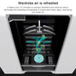 Portable air purifier unit inside an open cabinet with overhead fan vents