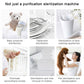 Air purifier use-case infographic collage with cleaning and deodorizing scenes