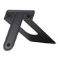 Black metal bookend stand with wide U-shaped notch and rubberized feet