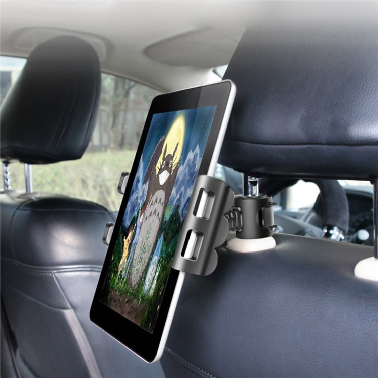 Car seat tablet holder with tablet mounted on a side bracket