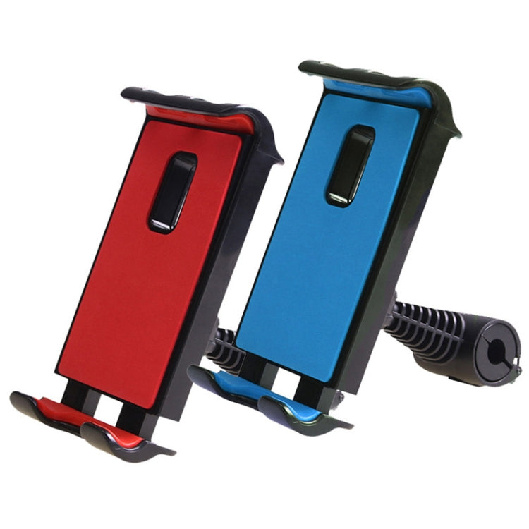 Red and blue car seat tablet stand holders with headrest brackets
