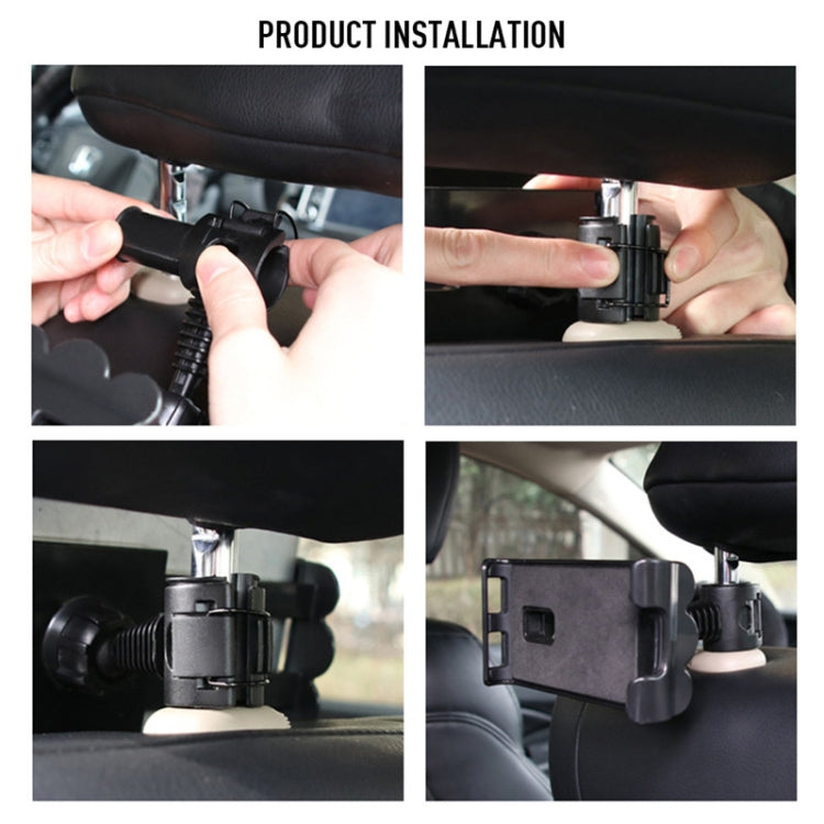 Car tablet stand installation with hands tightening the seat bracket