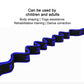 Black resistance stretch band with blue numbered segments, shown loosely folded